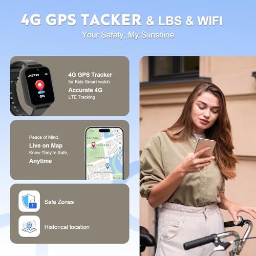 Bjlbojey Kids Smart Watch Gps Tracker 4G Kid Smartwatch For Boys Girls Phone Watch With Video Call Sos School Mode Pedometer Birthday For 5-12 Years Old - 2