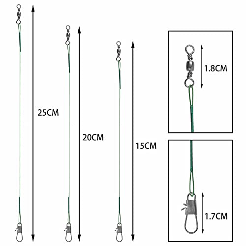 Juego de 60 cables líderes para pesca acero inoxidable 40 lbs miniatura 3