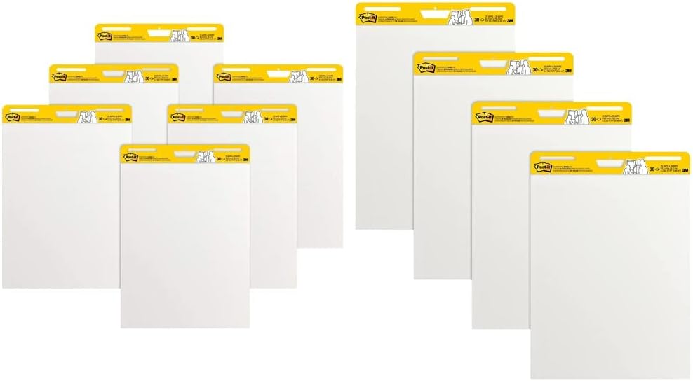 Post-it Super Sticky Easel Pad, 25 x 30 Inches, 30 Sheets/Pad, 6 Pads & Super Sticky Easel Pad, 25 x 30 Inches, 30 Sheets/Pad, 4 Pads, Large White Premium Self Stick Flip Chart Paper : Everything Else