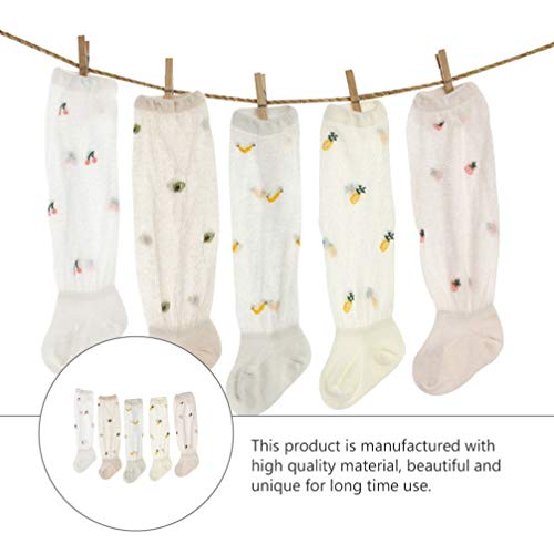 5 Pares Meias Mosquiteiro Meias Longas Para Bebê Meias Respiráveis Meias Infantis Meias Antiderrapan