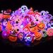 50 Pack 3D Halloween LED Glow Ring, Light Up Toys Glow in the Dark Birthday Halloween Party Favors Decorations Supplies for Kid Adults Flash Finger Rubber Ghost Pumpkin Skeleton LED Finger Lights