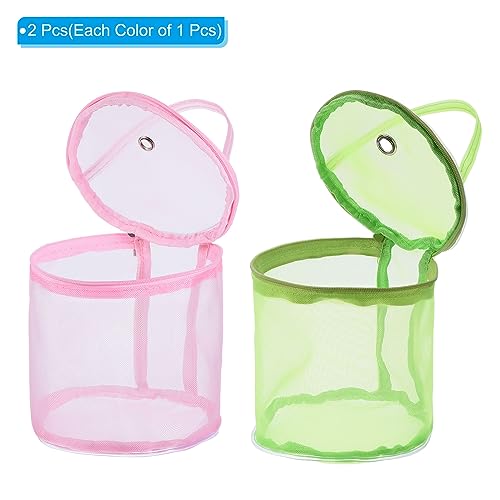 Image of PATIKIL Yarn Storage Bag, 2 Pack Portable Crochet Knitting Bag Case Skein Ball Holder Mesh Organizer Crocheting Tote for Sewing Craft Projects, Pink Green