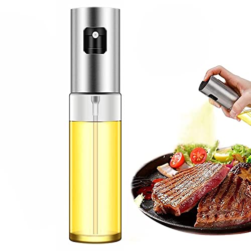 BESTAQUA Pulverizador de aceite para cocinar, dispensador de aceite de vidrio de 100 ml, botella rociadora de aceite recargable de grado alimenticio para cocina, freidora de aire, ensalada, hornear