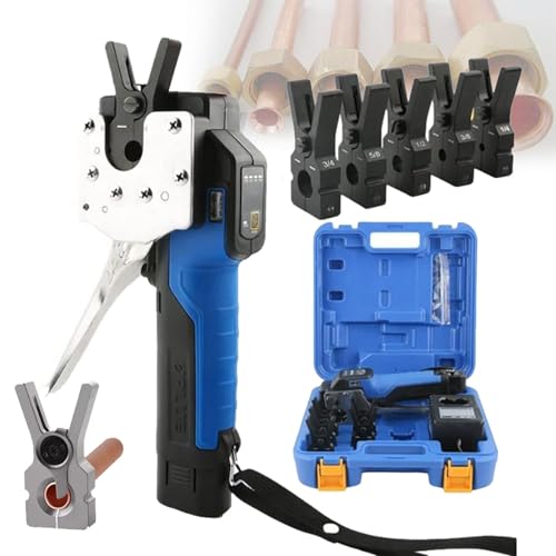 Utensile Per Svasatura Elettrico Con Mandrini Da 5/8/9, Calibro Per Svasatura In Rame Da 1/4" - 3/4", Strumento Di Espansione Tipo Eccentrico A 45° Per Tubi In Rame/Alluminio, 2200 Mah,5Chucks