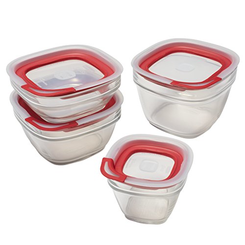 Rubbermaid Easy Find Lids Glass Food Storage and Meal Prep Containers, Set of 4 (8 Pieces Total), Racer Red - Thumbnail 3