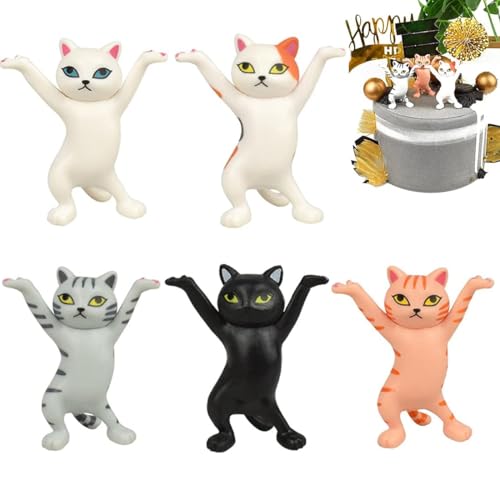 5 piezas gatos bailarines portalápices adorno, soporte para bolígrafos con forma de gato bailarín, soporte para bolígrafos de gato para escritorio o decoración del hogar