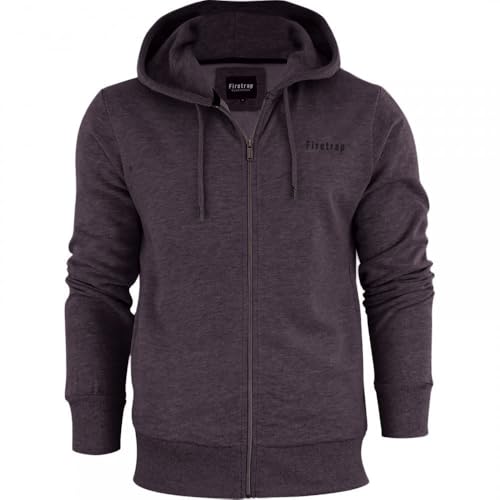 Firetrap Original Mens Designer Classic Full Zip Thru Hoodie Hooded Sweatshirt Jacket Jumper Dark Grey XL