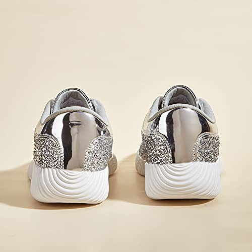 BELOS Women's Glitter Shoes Sparkly Lightweight Metallic Sequins Tennis Shoes Casual Retro Braided Walking Shoes3