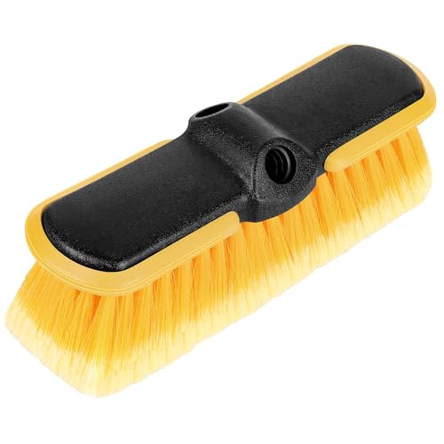 10 Inch Car Wash Brush Head Scrub Brush Attachment for Long Handle Extension Pole Outdoor Broom and Scrubbing Brush for Cleaning Window Wall House Floor Deck Patio Car (10inch Brush-1Pack)