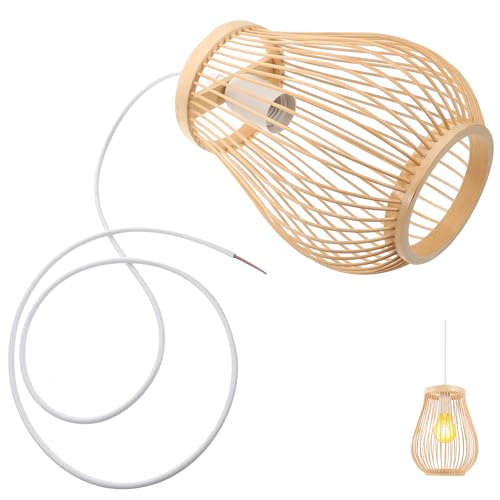 Suspendre en bambou tressé luminaire naturel pour cuisine et salon