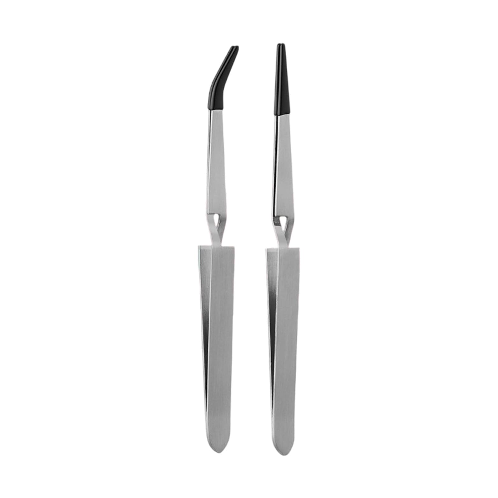 2Pcs Reverse Tweezers with Rubber Tip Set Stainless Steel Long Industrial Tweezers Beads Jewelry Tweezer Clip Tool Rubber Coated Set Laboratory with Tip