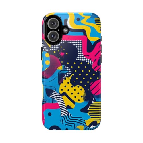 Coque iPhone 16 Plus jaune géométrique à finition brillante