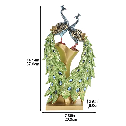 Estatua decorativa de pavo real de resina para escritorio miniatura 6