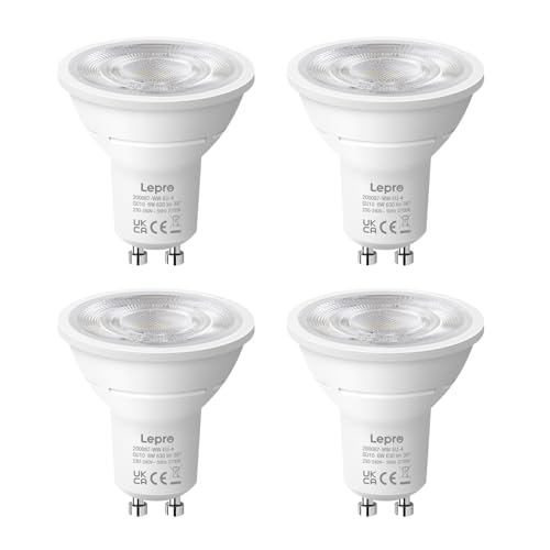 Lepro GU10 LED Warmweiss 6W Lampe, 2700K Warmweiß, 630 Lumen, 38° Abstrahlwinkel, Nicht dimmbar Reflektorlampe, Energiesparendes GU10 LED Leuchtmittel für Wohnzimmer, Küche, Schlafzimmer,4 S