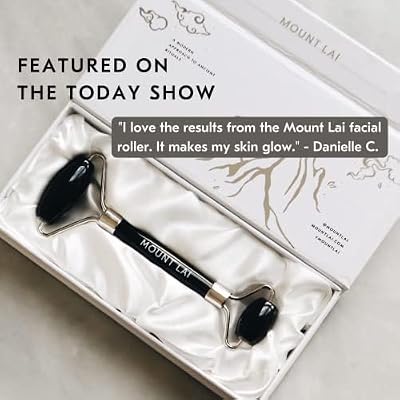 Mount Lai Warming Black Obsidian Facial Roller The Stone of Clarity, Detoxifying Face Roller Tool for Purified Skin, Relaxation & Improved Circulation, Facial Massager Tool for Self-Care Ritual