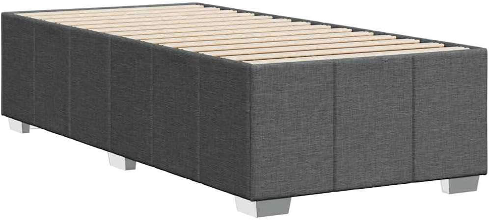 Twin Bed Frame Dark Gray Polyester Upholstery Engineered Wood Platform Foundation with Sturdy Slatted Support Easy-Assembly Modern Minimalist Bedroom Furniture