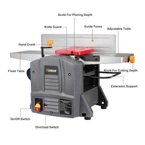 Hoteche 8-Inch Bechtop Jointer&Planer - 13-Amp Variable Speed Jointer Planer Combo with Extendable Table - Image 2