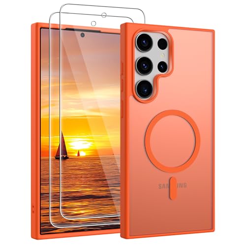 Coque Samsung S23 Ultra MagSafe transparente mate avec 2 verres trempés