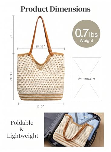 Bolso tote tejido para mujer con cierre y forro miniatura 4