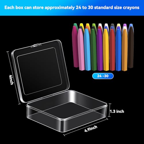 Image of 12 Pcs Large Plastic Crayon Box, 4.9 x 4 x 1.3 Inches Clear Storage Containers Box with Lid for Collecting Small Items, Beads, Game Pieces, Business Cards, Crafts Accessories (12)