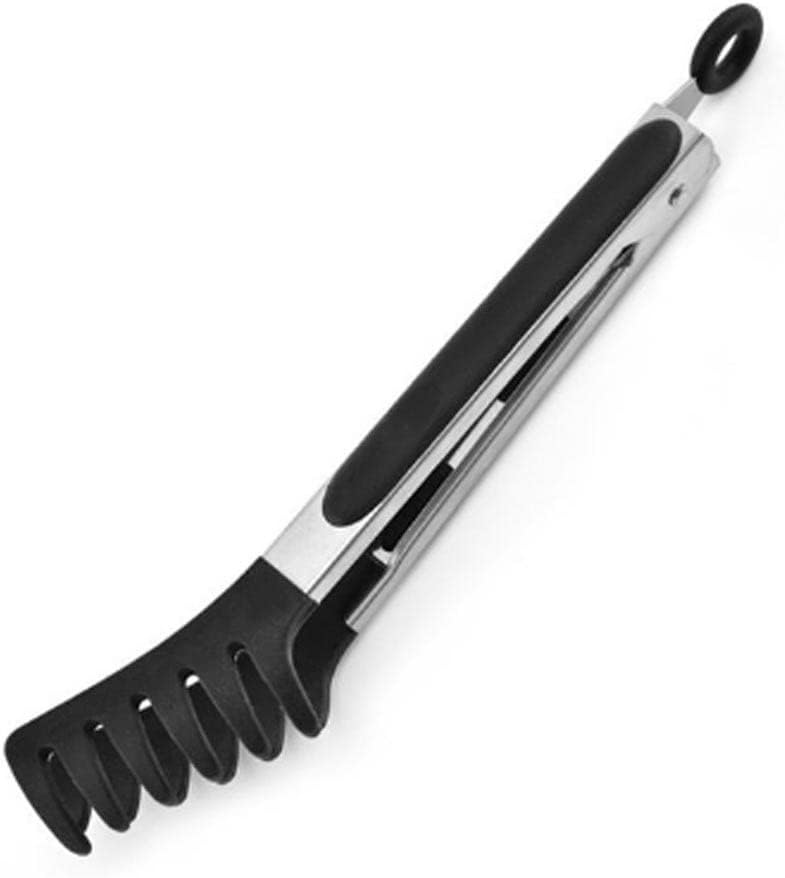Food Grade Silicone Pasta Tongs Noodles Non-slip Stainless Steel Kitchen Tools Barbecue Tool Accessories(E)