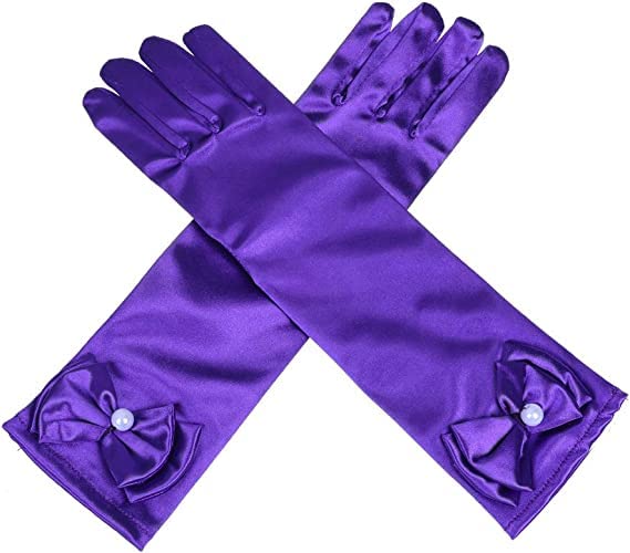 L-Peach Kids Satin Bowknot Formal Gloves Girl's Princess Costume Gloves for Bride Party Halloween Christmas Cosplay - Image 3