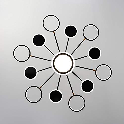 CUNTO Lampadario a LED con telecomando, può ruotare le luci del soggiorno moderno, lampade a sospensione, lampada a sospensione, luminosità (5%-100%), camera da letto, cucina, sala da pranzo,Nero