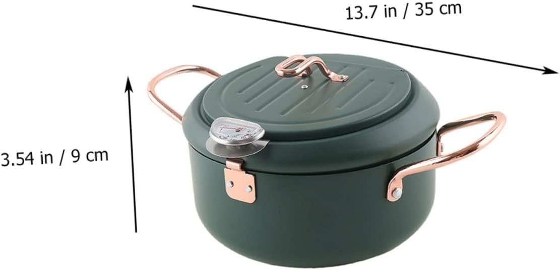 OUNONA Japanese Tempura Fryer Pot Nonstick Deep Fryer Thermometer Portable Oil Frying Pan for Home Cooking for Frying Tempura and Other Foods