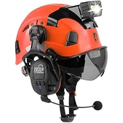 Orange with Bluetooth Earmuffs and Headlight