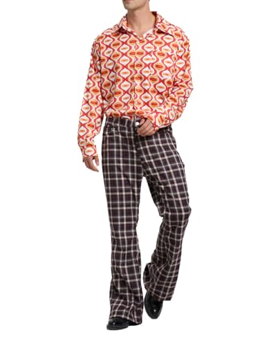 Men's Flared Trousers 70s Outfits Bell Bottom Classic Flared Disco Denim Pants,Vintage Pants, Used Look Flared Jeans3