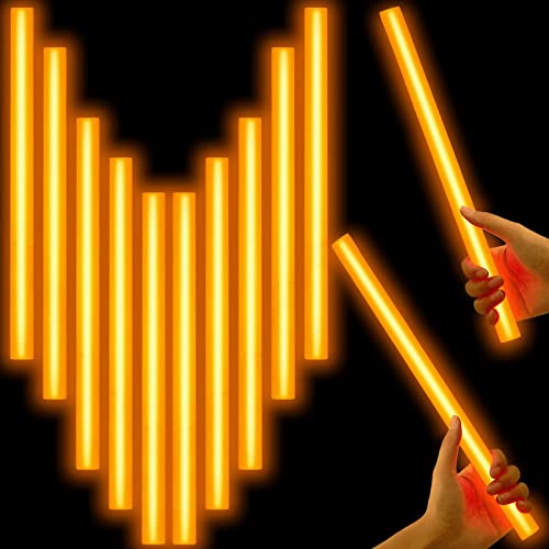 Lewtemi 10 Pcs Large Glow Sticks Big Giant Jumbo Halloween Christmas Emergency Light Stick for Camping Accessories Survival Kit(Orange 14 Inch)
