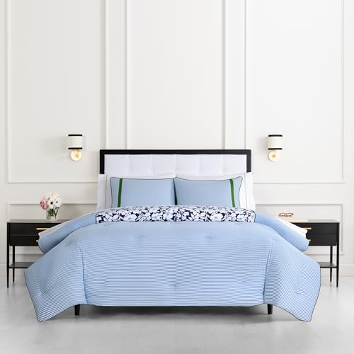 Image of kate spade new york Anemone Field King Comforter Set, 100% Cotton Reversible Cover, All Season 3 Piece Bedding, Machine Washable, Blue Multicolor