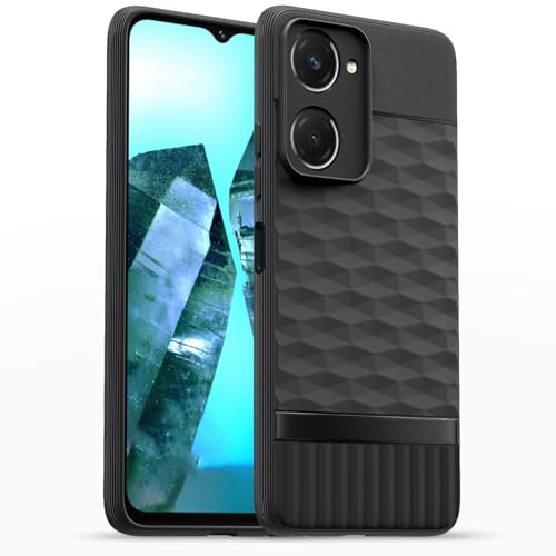 Image of Pikkme Back Cover for iQOO Z9 Lite 5G / Vivo T3 Lite 5G / Vivo Y18 / Y18e / Y03 Camera Protection 3D Hexa Cube Design Silicone Protective Bumper Case (Black)