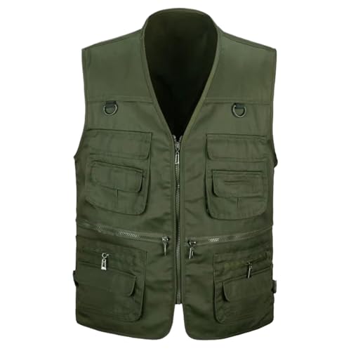 Gilet cargo multi-poches homme kaki pour randonnée et loisirs de plein air