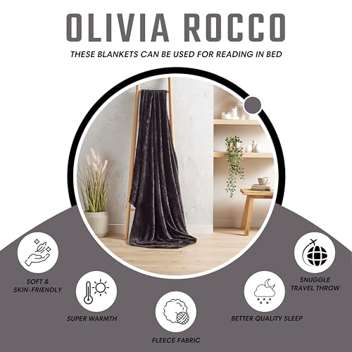 Olivia Rocco Flannel Fleece Throw Blanket Super Soft Warm Fluffy for Bed Sofa Couch Chair Lightweight and Cozy Solid Design - Image 3