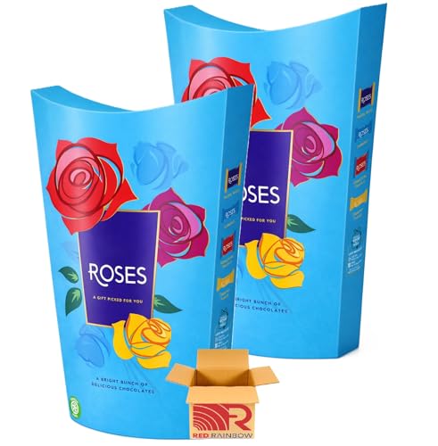 Roses Assorted Milk Chocolate Selection Box, Individually Wrapped Variety, Sharing Gift Box, 2 x 290g, for Easter, Christmas, Birthday By Red Rainbow