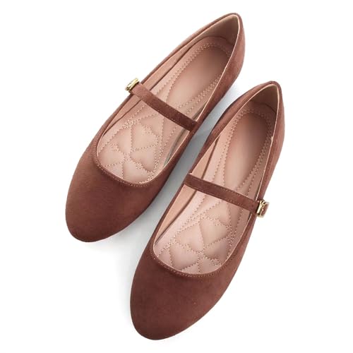 Image of LUXINYU Women's Slip on Flats,Classy Round Toe Solid Classic Mary Jane Ballet Dance Shoes Soft Comfortable PU Flat Shoes