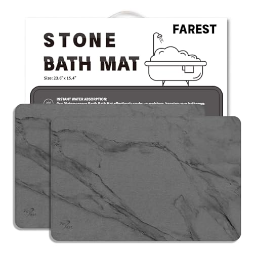 Farest 2 Pack Stone Bath Mat,Diatomaceous Earth Shower Mat,Fast-Drying Stone