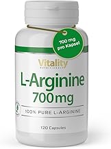 L-Arginine High Dose 700 mg. 100% Natural Essential Amino Acid from Fermentation (120 Capsules) High Bioavailability and Bioactivity. L-Arginine Premium Vitality Nutritionals by VitaminExpress