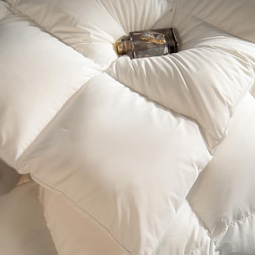 Bevink Feather Down Comforter Queen/Full Size, Solid White All Seasons Bed Comforter, Filled with Feather and Down, Puffy Medium Warmth Duvet Insert with 8 Corner Tabs (90x90in) by Bevink - Image 5