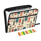 ALAZA London Big Ben European Retro Expandable Filing Folder Storage Organiser Box Files, 13 Pockets Zip Filing Folders for Home or Office Documents