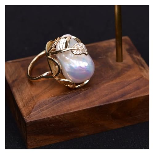 Anillo de perlas barrocas naturales de 18x23mm en plata 3