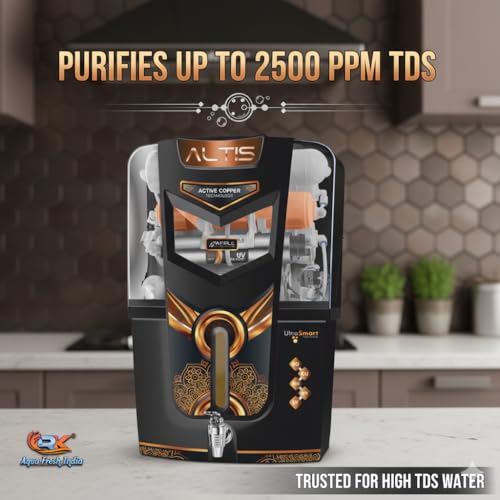 Image of Rk Aqua Fresh India Altis Prime Black (Ro+uv+uf+Alkaline,zinc,copper+Tds Adjuster) Ro Water Purifier ((RO+UV+UF+COPPER+ZINC+CALCIUM+TDS ADJUSTER) Best For Home /Office Purpose | 15LPH | 12litrs
