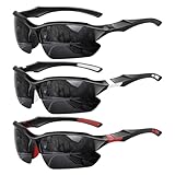 XVXV 3 Pack Polarized Sports Sunglasses for Men, UV Protection Half Frame Sunglasses Comfortable for Running Cycling Driving