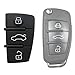 Produktbild Ersatzgummi mit 3 Tasten für Autoschlüssel, schwarz, für Audi A1 A3 A4 A5 A6 A8 S4 S5 Q5 Q7 Schlüssel-Gehäuse mit Logo