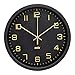 Price comparison product image ANSIO Wall Clocks 10 inch/25.4cm For Living Room Modern, Large Wall Clock Ideal for Bedrooms, Kitchen, Office, Bathroom - Black Frame and Gold Numbers, Silent Wall Clock