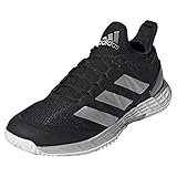 adidas Women's Adizero Ubersonic 4 Tennis Shoe, Black/Silver Metallic/White, 5