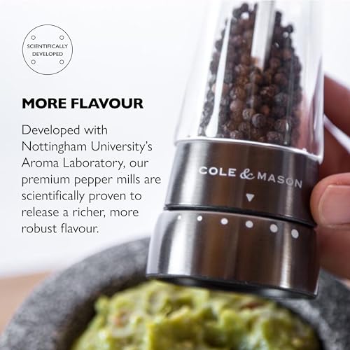 Image of COLE & MASON Derwent Pepper Grinder - Gunmetal Mill Includes Gourmet Precision Mechanism and Premium Peppercorns
