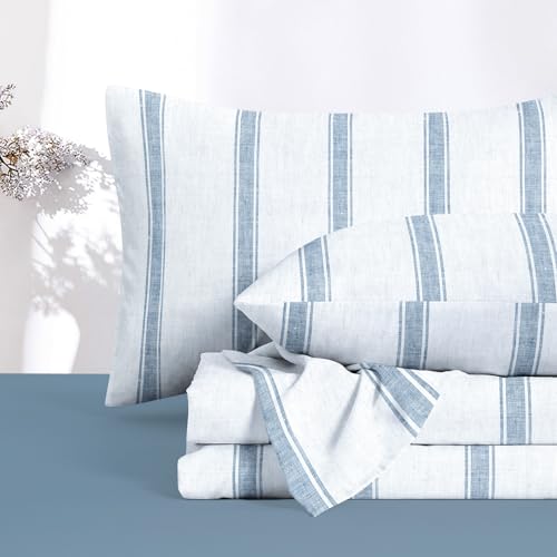 Wake In Cloud - Striped Bed Sheets, 4-Piece Sheet Set,