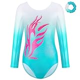 Leeonway Maillot Gimnasia Ritmica,Maillot De Gimnasia Ritmica,Maillots De Gimnasia,Leotardo De Danza De Ballet,Prendas Ajustadas For Ballet,Manga Larga,para Gimnasia,Danza Atletismo